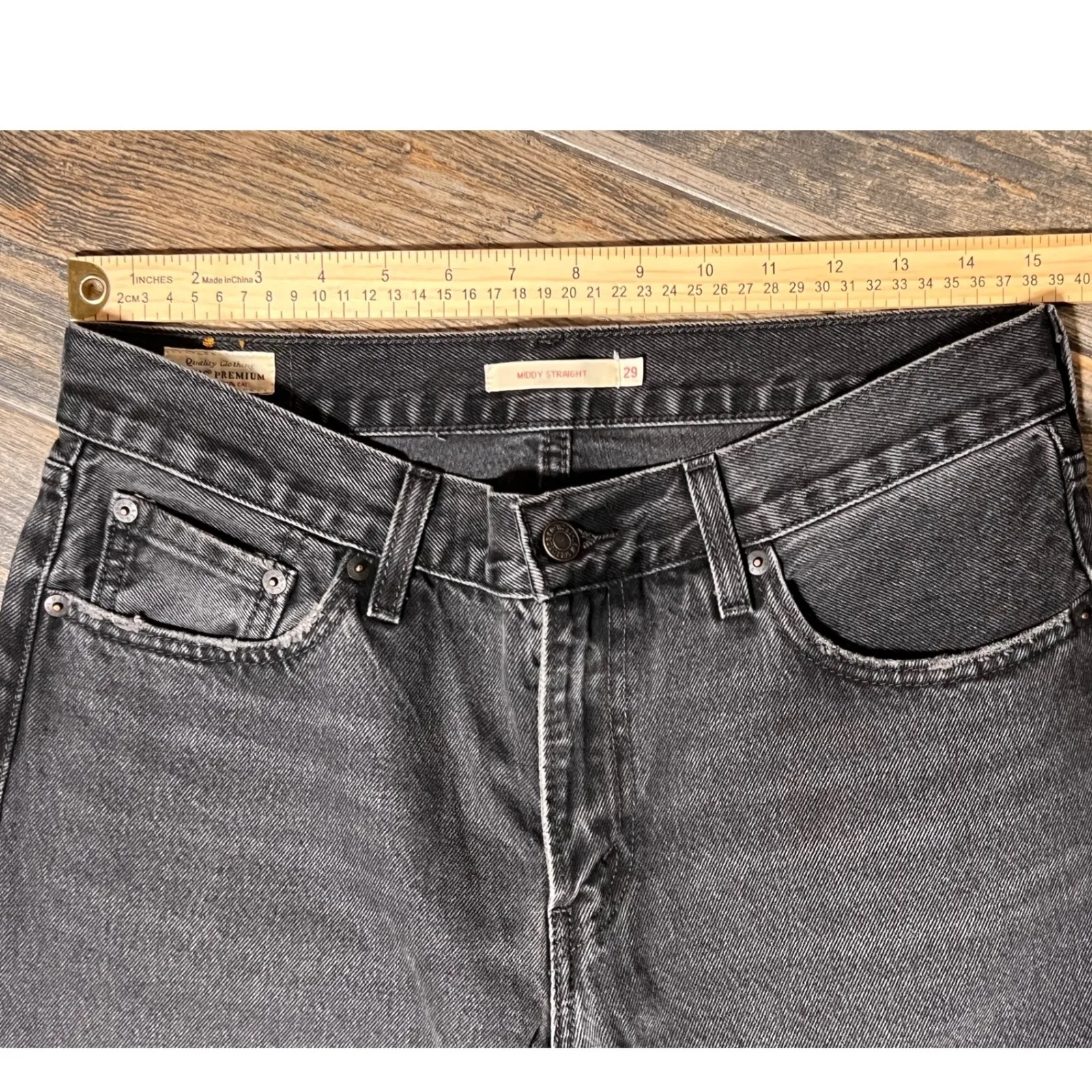 Levi's Premium Middy Straight Leg Jeans Black Womens Size 29 Western Rodeo EUC - Image 5