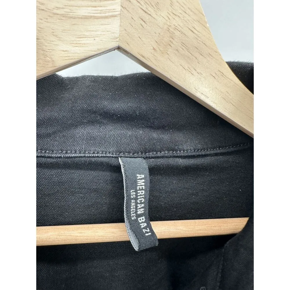 American Bazi Black Long Sleeve Collared Button-Up Casual Jumpsuit Womens Size L - Image 6