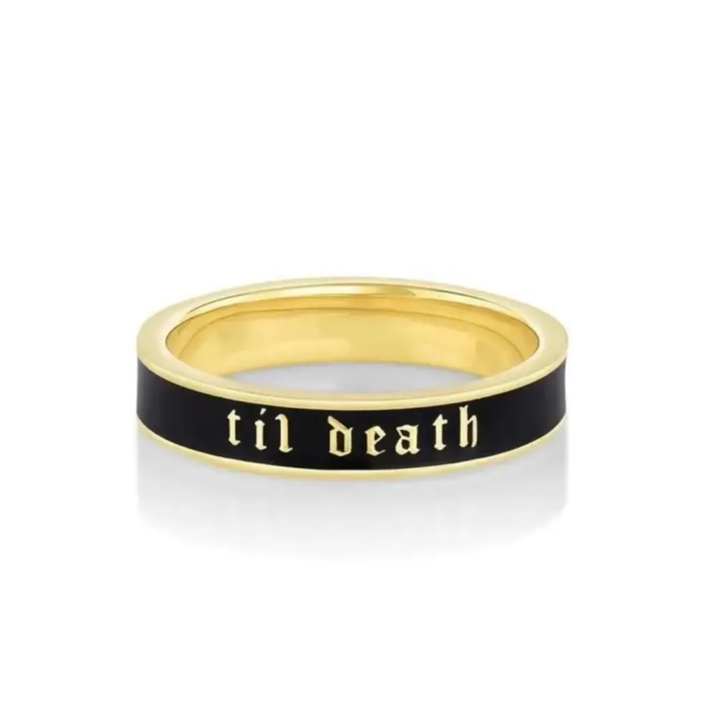 TIL DEATH Gold & Black Bridal Band Stack Ring Size 5 NWT - Image 3
