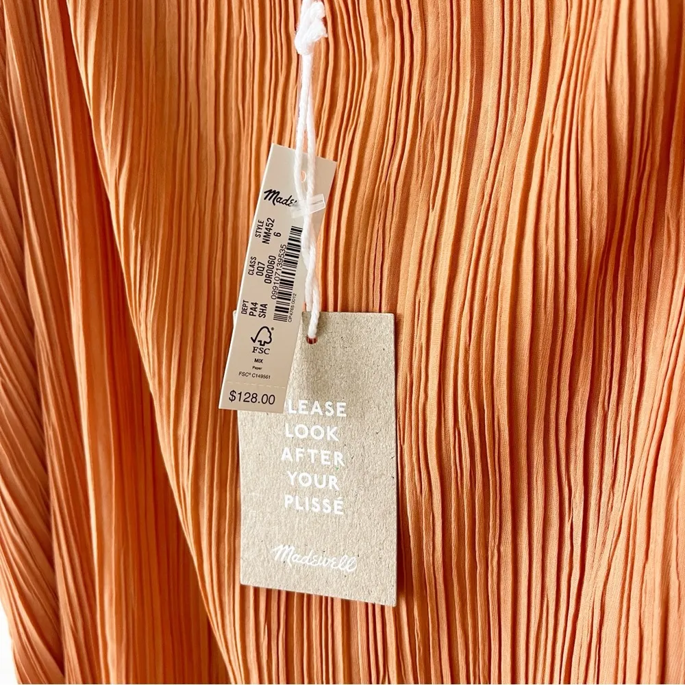 Madewell The Goldie Dress in Plissé Sunset Haze 6 NWT - Image 7