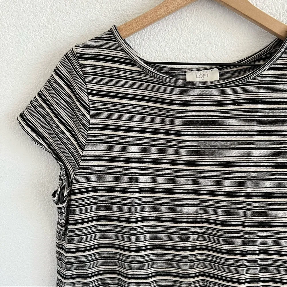 Ann Taylor LOFT Cotton Dark Stripe T-Shirt Dress Large - Image 3