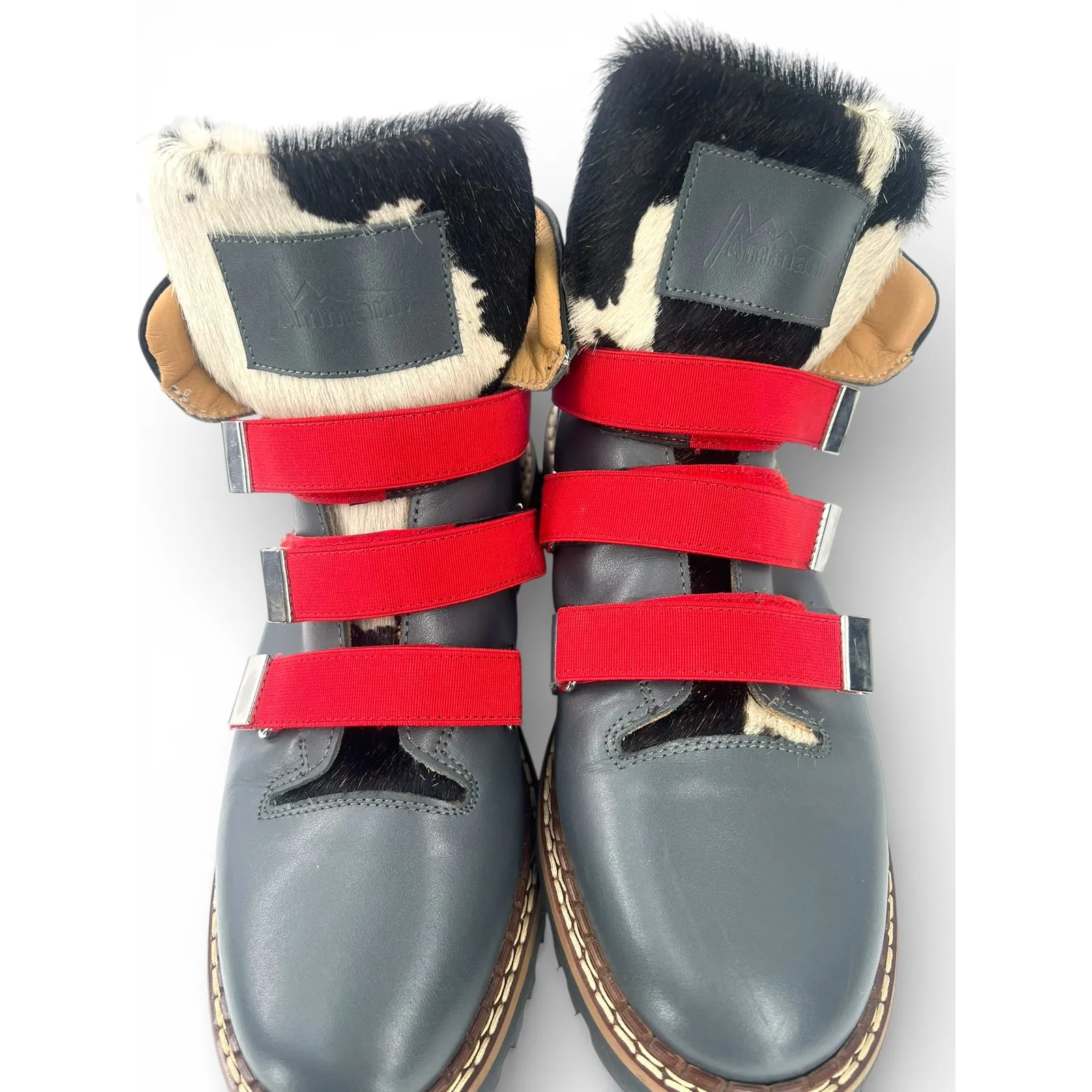 New Ammann Lavin 8.5 boot Grey leather red cowhide lambs fur Luxury Designer Gray - Image 11