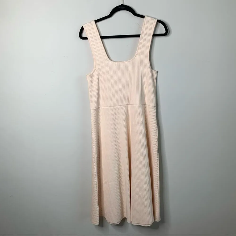 Vince ribbed cream‎ blush sweetheart tank sweater midi dress size XL - Image 8