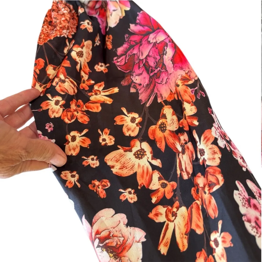 NWT Boston Proper X Ronny Kobo Black Floral Ruffle Puff Sleeve Dress Size Large - Image 5