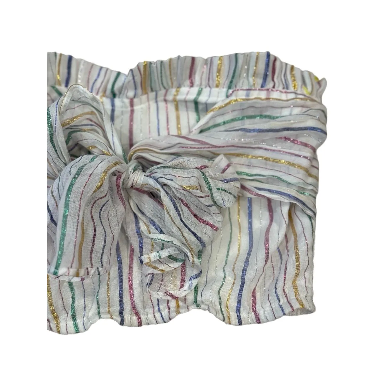 Apiece Apart Top Womens Size 6 Multicolor Strapless Ruffle Trim Metallic - Image 3