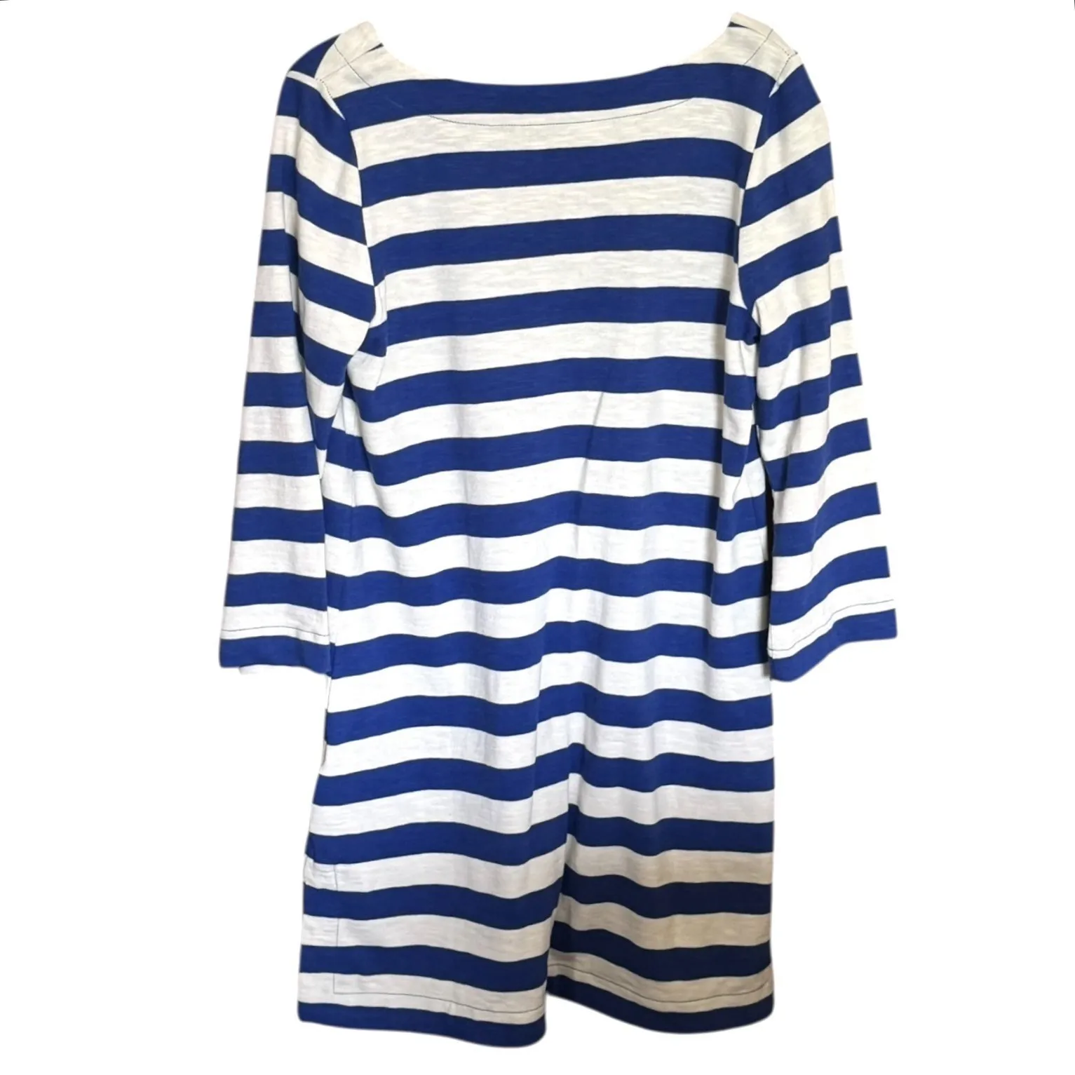J Crew Royal Blue V Notched Neck 3/4 Sleeve Shift T Shirt Dress S‎ - Image 5