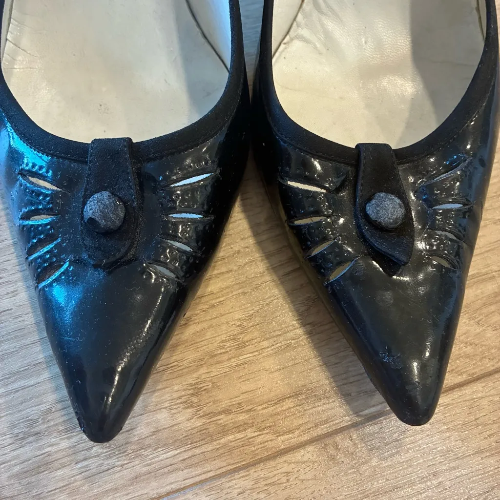 Marc Jacobs Patent Leather Pointed Toe Kitten Heel Pump Made in Italy Size 8.5 - Image 9