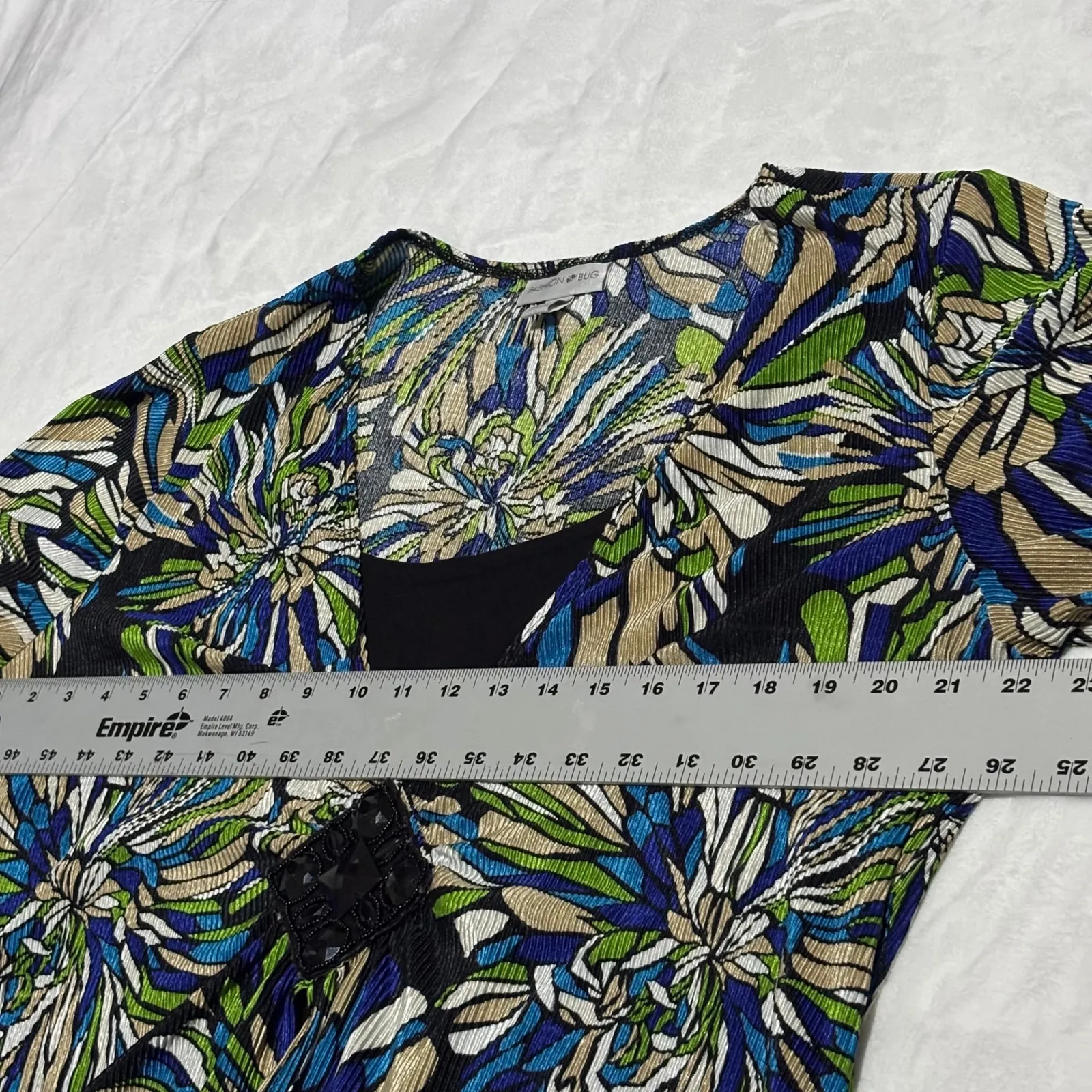 Fashion Bug Women's 1X Pleated Floral Print 3/4 Sleeve Blouse Bold Layered - Image 11