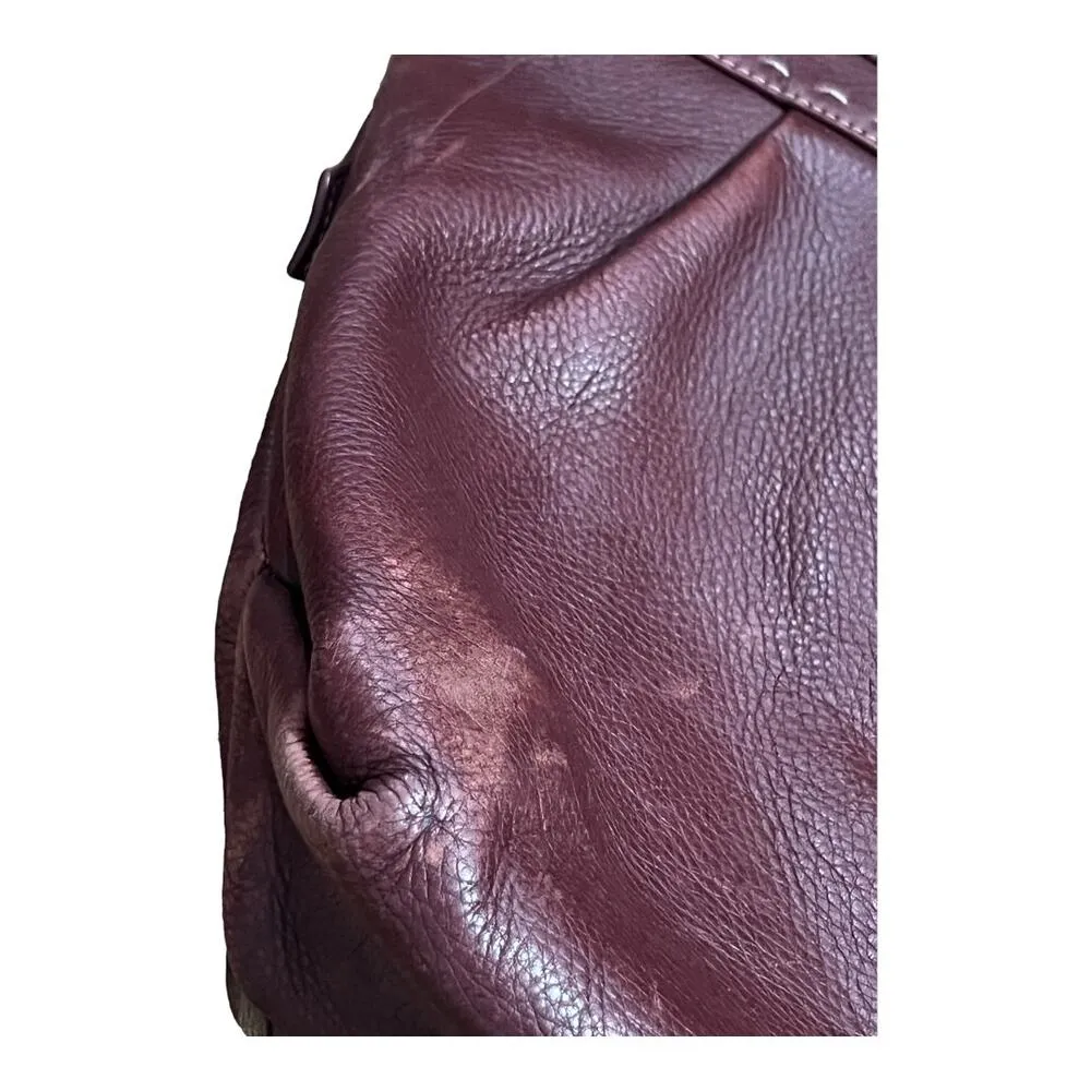 Eileen West Quality LEATHER LARGE Hobo w Accent Stitching Vintage Western Boho Brown - Image 5