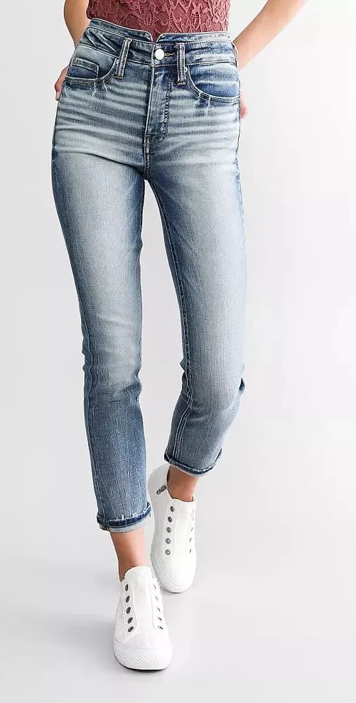 BKE Buckle Billie Ankle Straight High Rise Stretch Cuffed Jean size 25 - Image 1