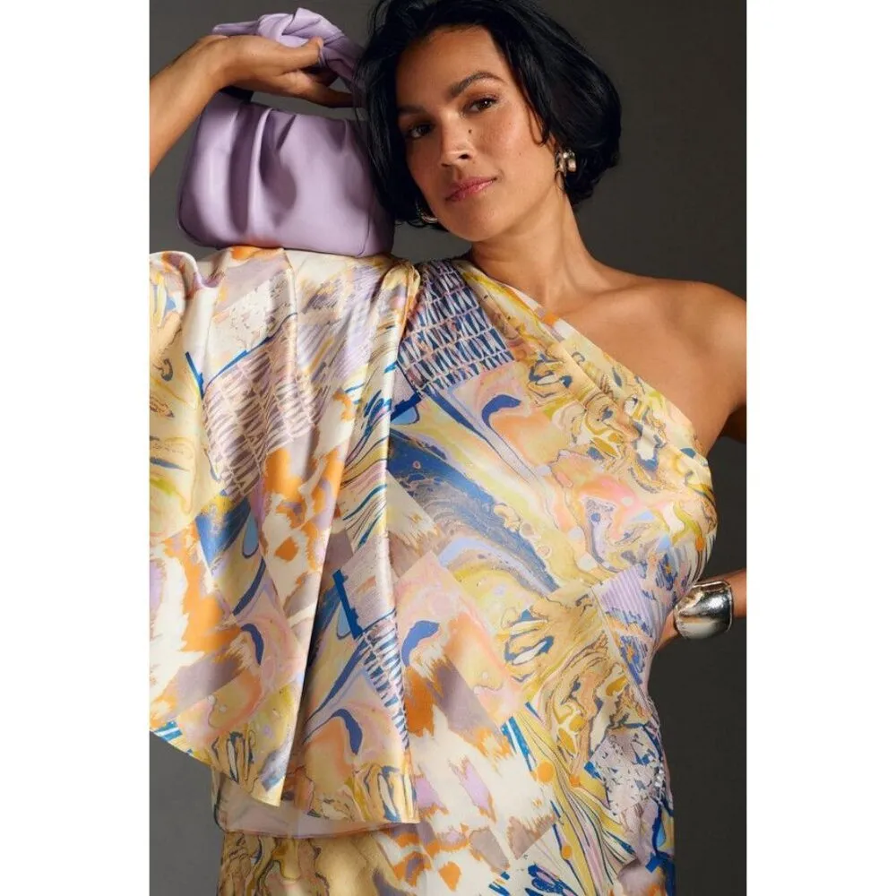 Anthropologie Mandira Wirk One-Shoulder Printed Maxi Dress Small‎ - Image 3