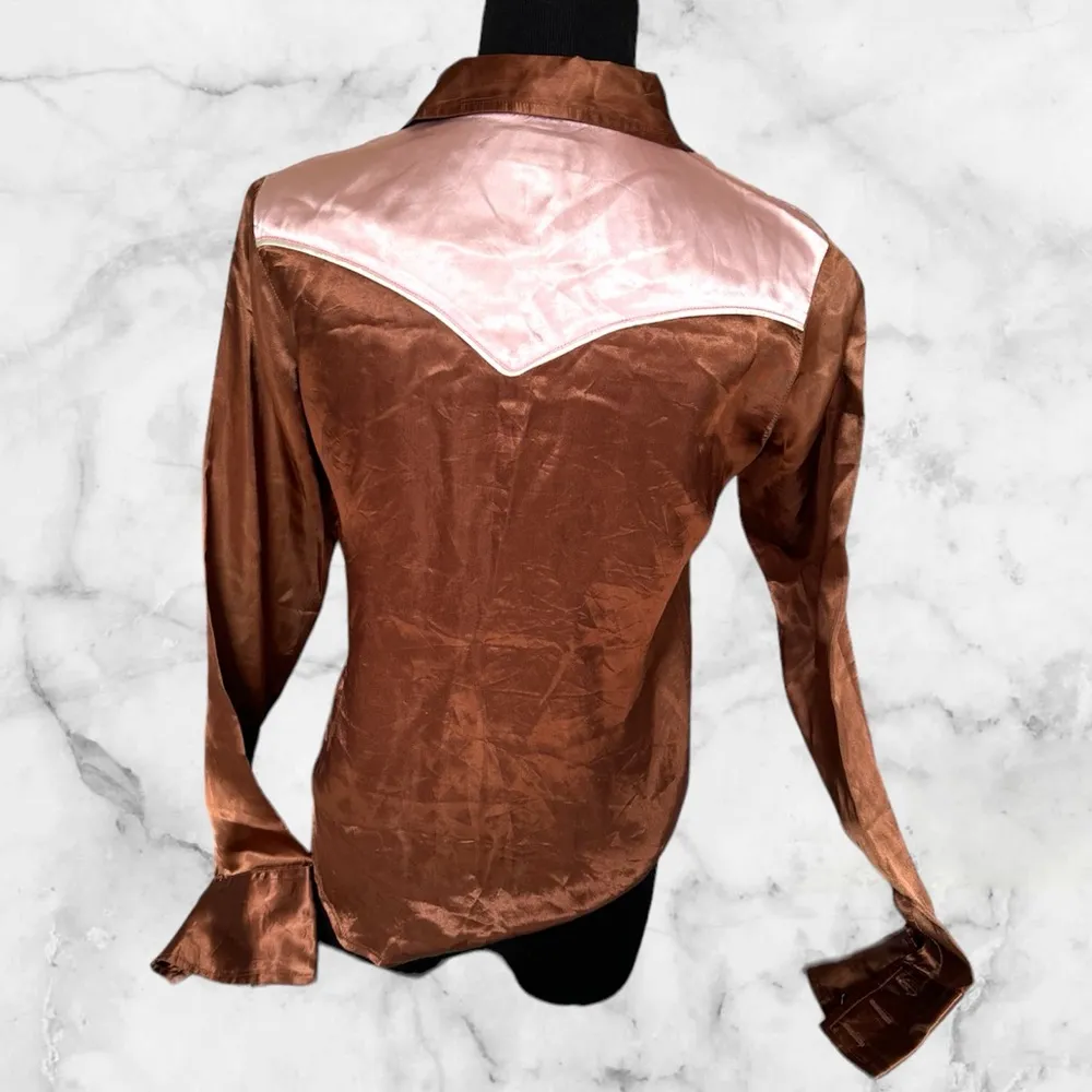 Rodeo Girls By Lucky Brand Brown and Pink Cowboy theme Small Top - Image 4