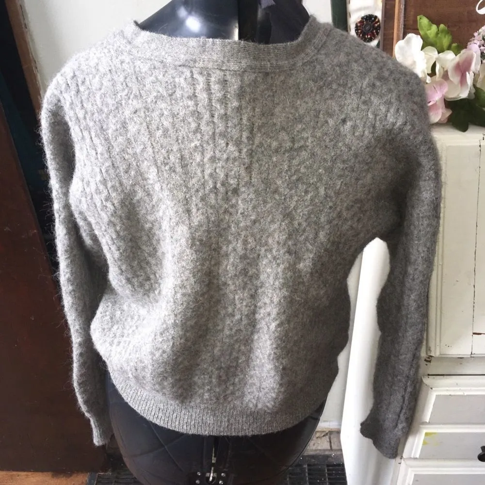 Gaeltarra Green natural Irish gray cable knit grandpa cardigan Gray - Image 2