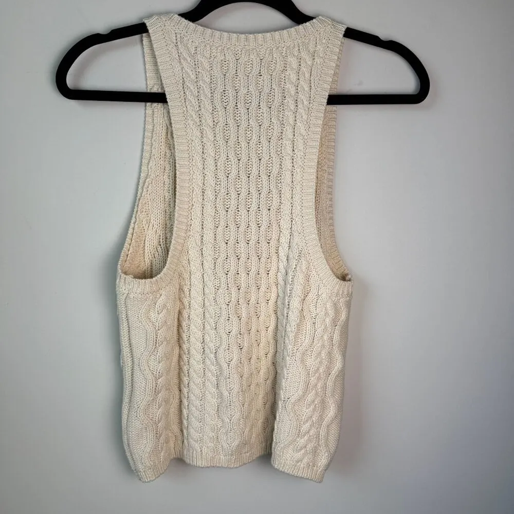 Free People Sweater Tank High Tide Cable Knit Tea Sz Small Boho Coastal Cowgirl - Image 8