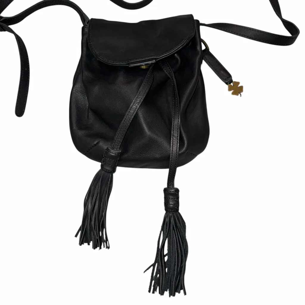 Lucky Brand Black Leather Jordan Mini Crossbody Purse Bag Saddle Bag - Image 3