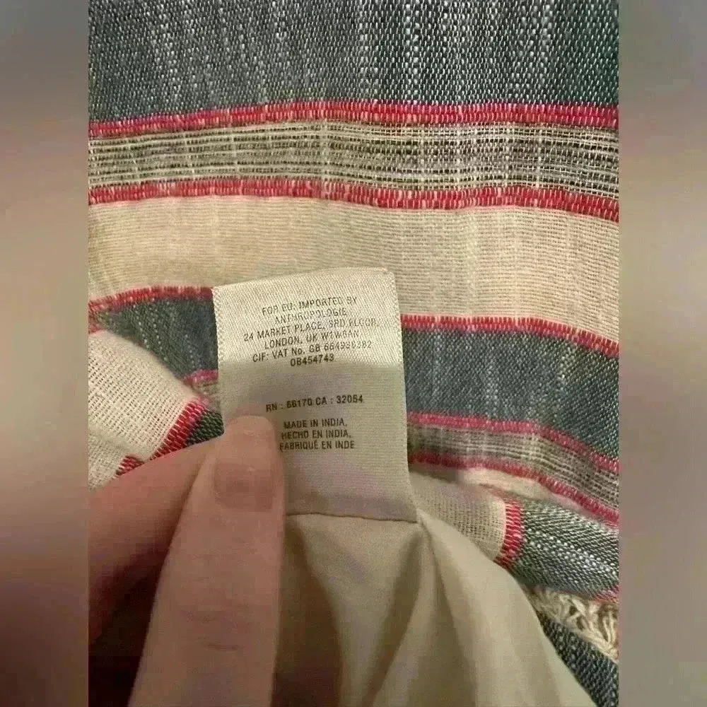 Holding Horses Anthropologie Blue Stripe Fringe Shift Dress Size 2P - Image 6