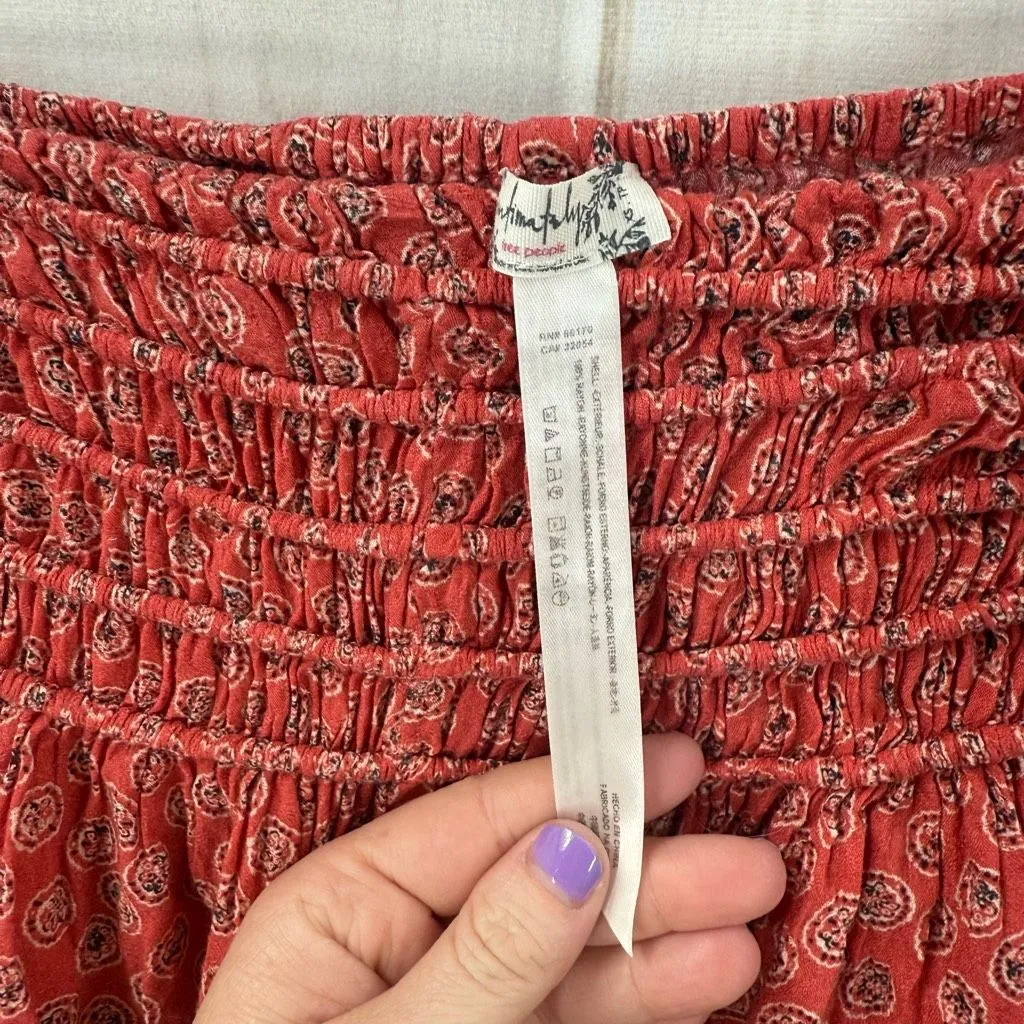 Free People Women’s XS Red Patterned Pull on Pants Stretchy - Image 2