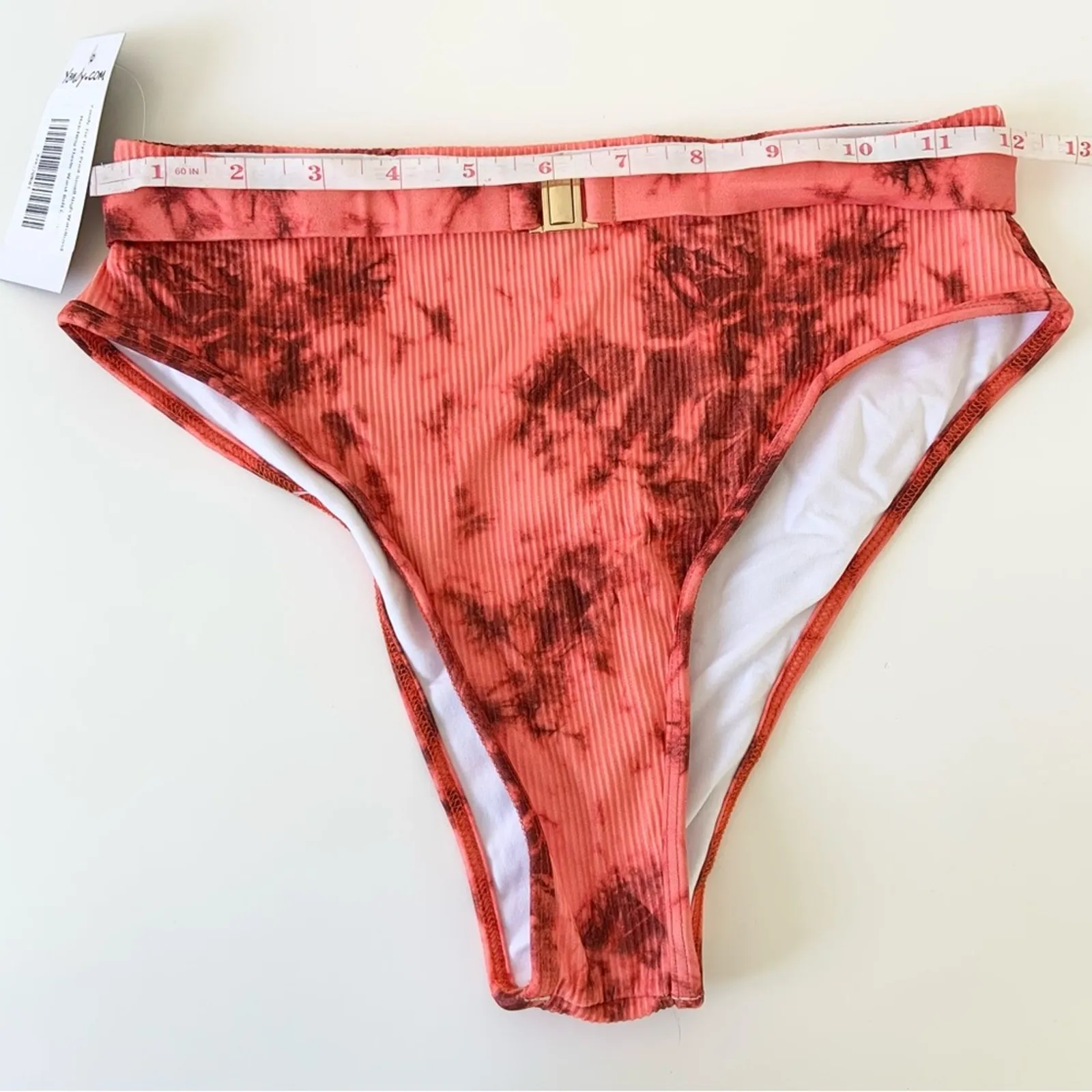 Yandy Two Piece Tie-Dye Bikini Two Piece Set Coral Orange Swimwear NEW - Image 9