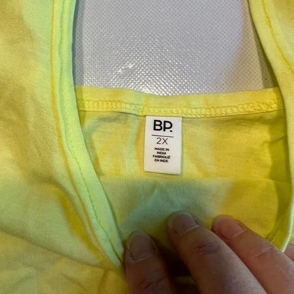 BP Neon Yellow Tank Top Sleeveless Casual Crop‎ Top Women's Size 2X - Image 2