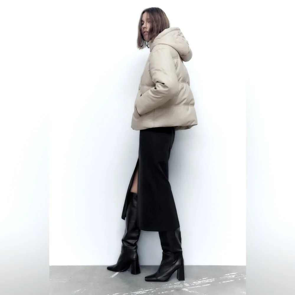 Zara EXQUISITE Man-Made Leather PUFFER JACKET XS - Image 7