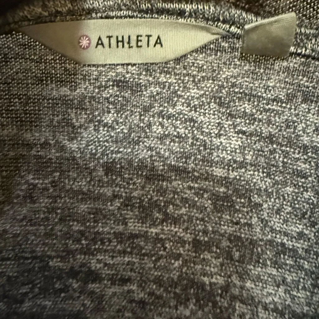 Athleta Open Front Knit Cardigan Shrug Sweater Black Gray White EUC Size Medium - Image 4