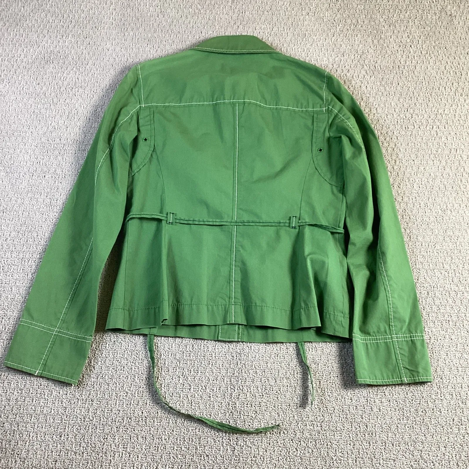Loft Ann Taylor  Women's Green Utility Jacket Size 0 Button Front Cotton Stretch‎ - Image 2