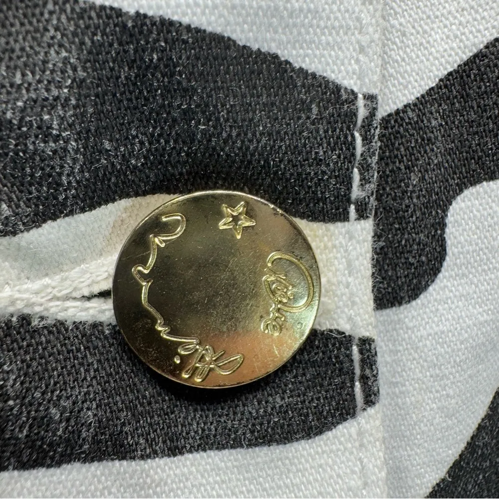 Zebra Print Jean Jacket with Rhinestones & Gold Buttons Diane Gilman DG2 Mobwife Black Size M - Image 6