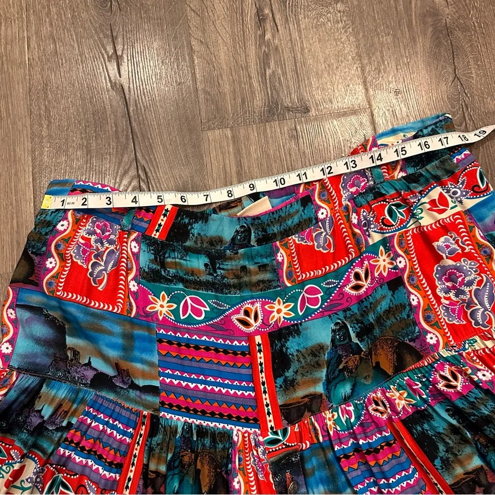 Vintage Skirt Maxi 80s Hippy Boho Gypsy Southwestern Aztec USA Native American Red Size XL - Image 14
