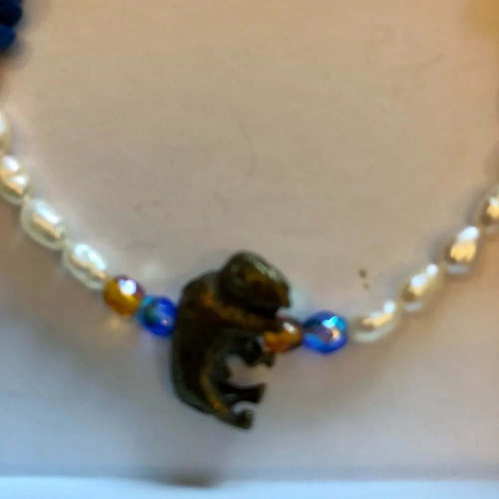 Custom made Blue Lapis Lazuli Seed Pearls Gen Stones Metal Buffalo bracelet New - Image 4