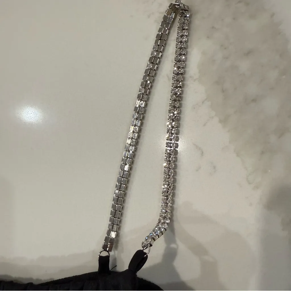 Windsor Gleam And Glow Rhinestone Bustier Top Women’s Small Black Cropped Satin - Image 7