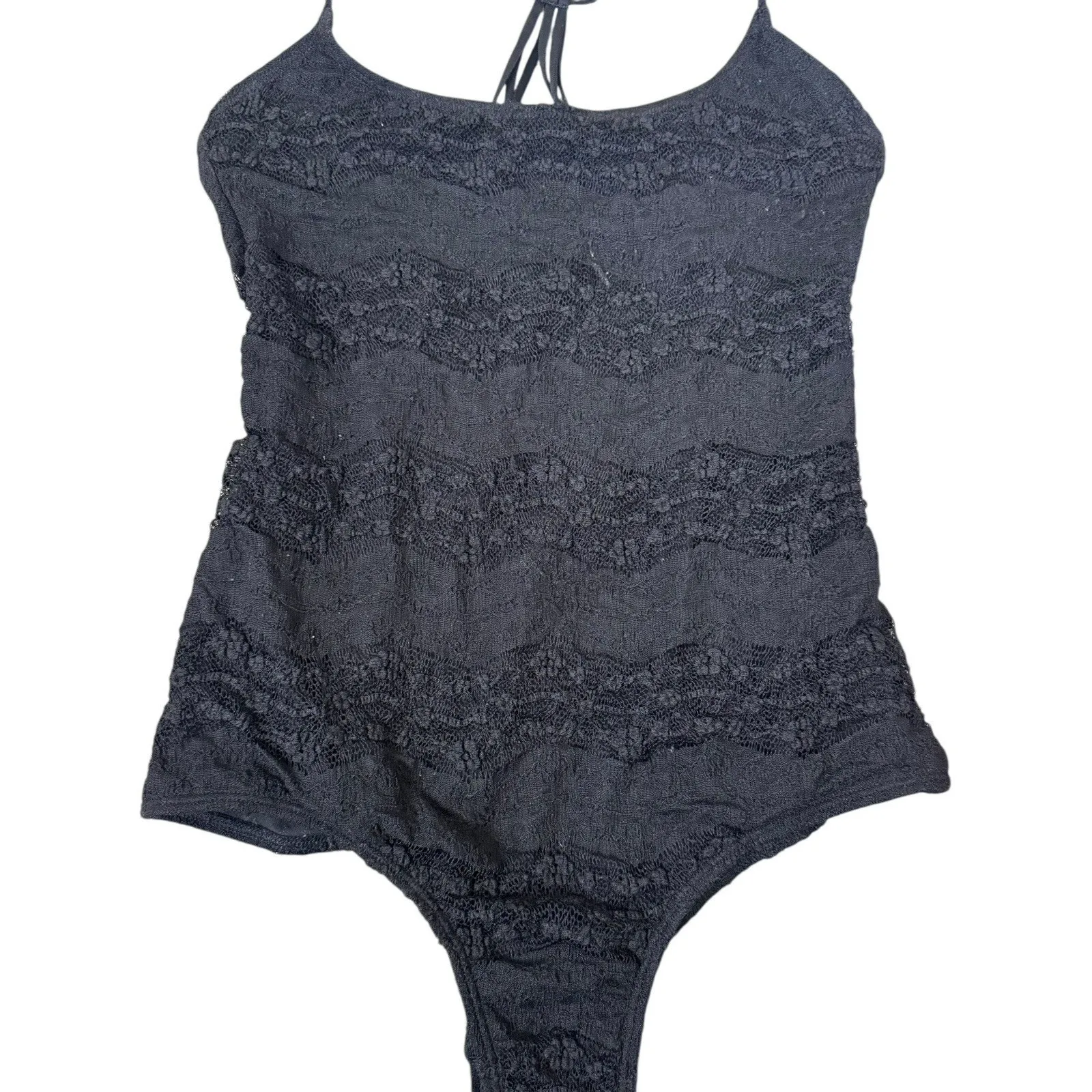 BILLABONG Lacey Daze Black Bodysuit Strappy Backless Textured Surf Skate Size SP - Image 4