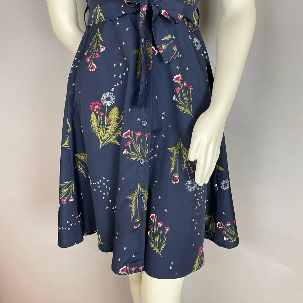 Circus Dress‎ Dandelion Print Navy Blue XS UK Size 8 Retro A - Image 5