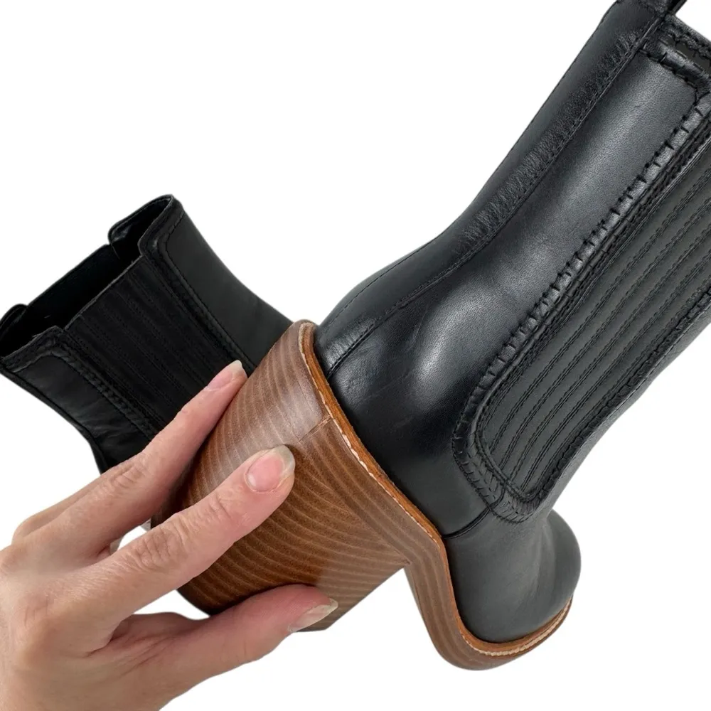 Marc Fisher Black Leather Halida Boots Shoes Heeled Ankle Booties SZ 8.5 Western - Image 15