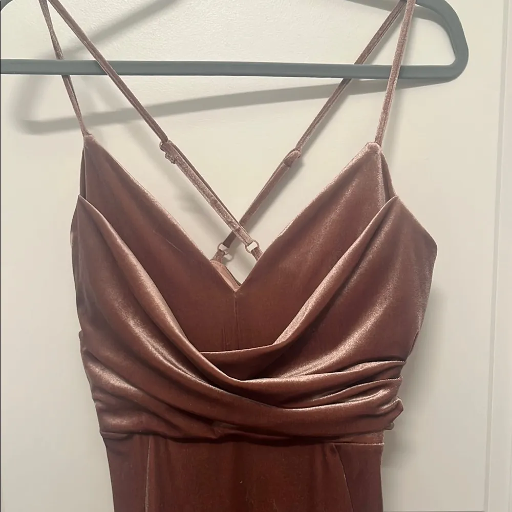 ASOS Strappy Maxi Dress Dusty Rose Pink Stretch Bias Ruffle Size 8 - Image 3