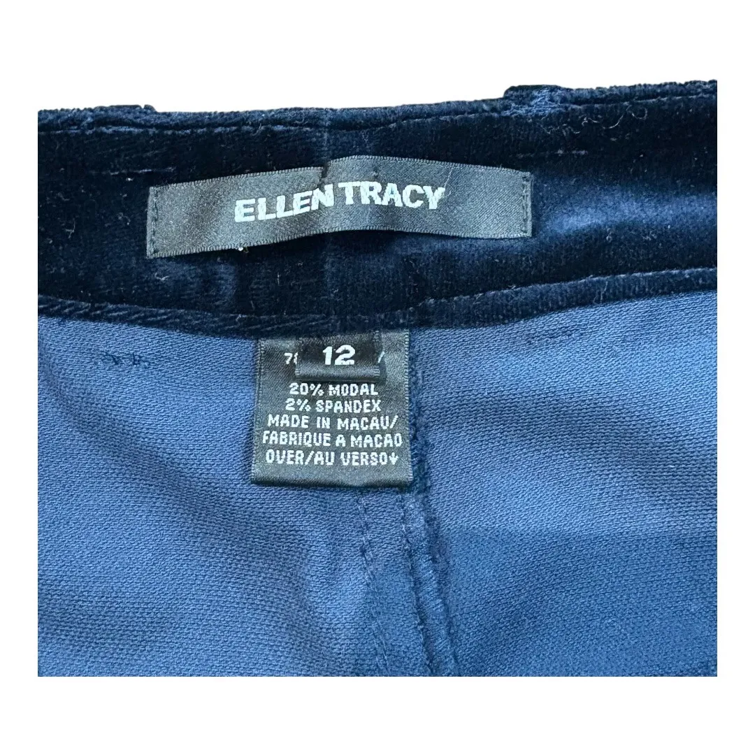 Ellen Tracy Velvet Pants Cropped Career Casual Blue‎ Women Size 12 - Image 8