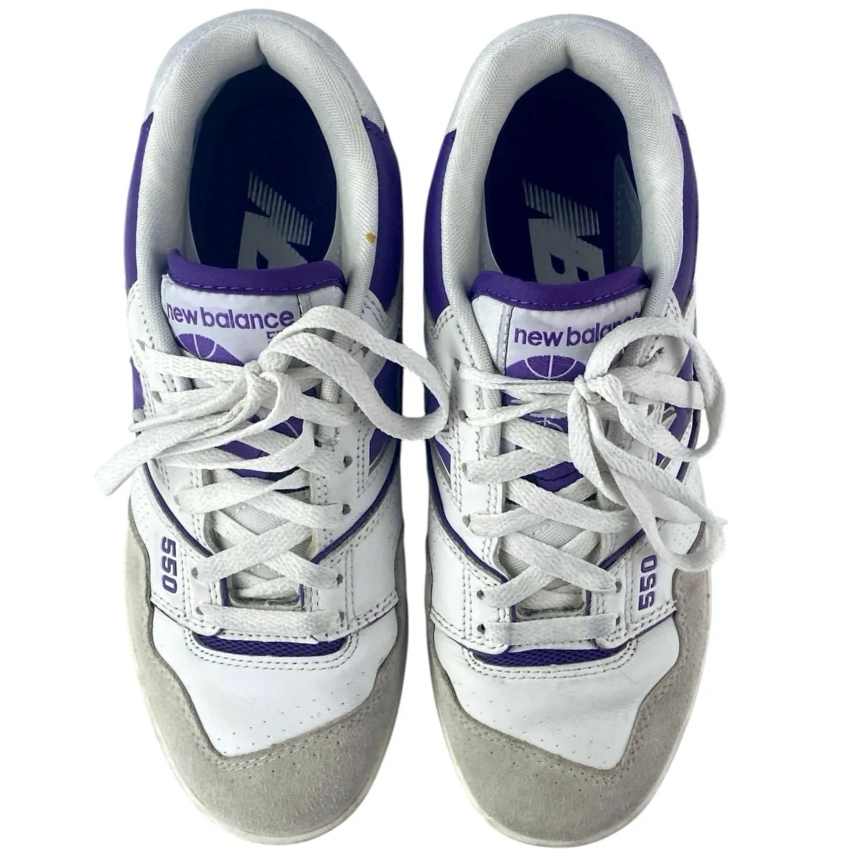 New Balance 550 Women's White Purple Lace Up Low Top Athletic Sneakers Shoes 7 - Image 2