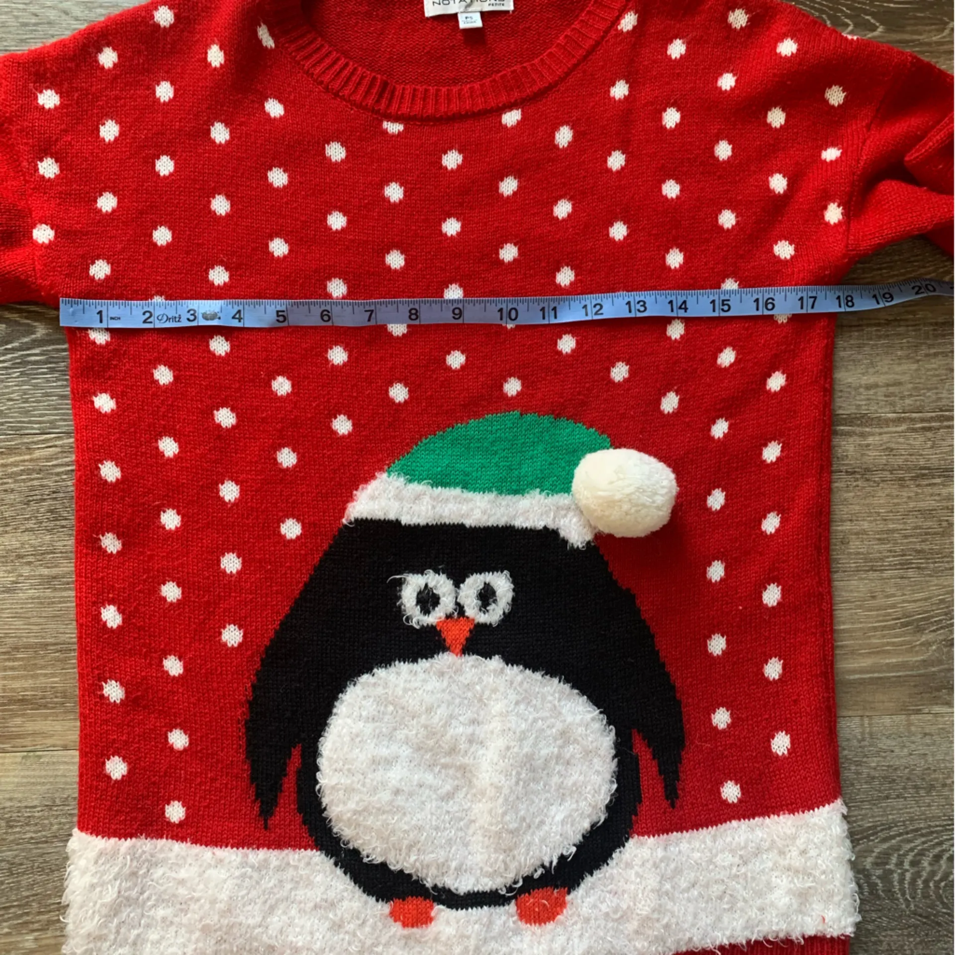Notations Petite Festive Red Penguin Sweater PS - Image 5