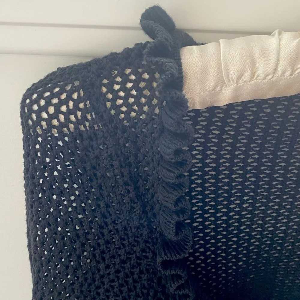 URBAN OUTFITTERS Lily Open-Knit Flyaway Cardigan Black Crochet Knit Sweater Goth - Image 6