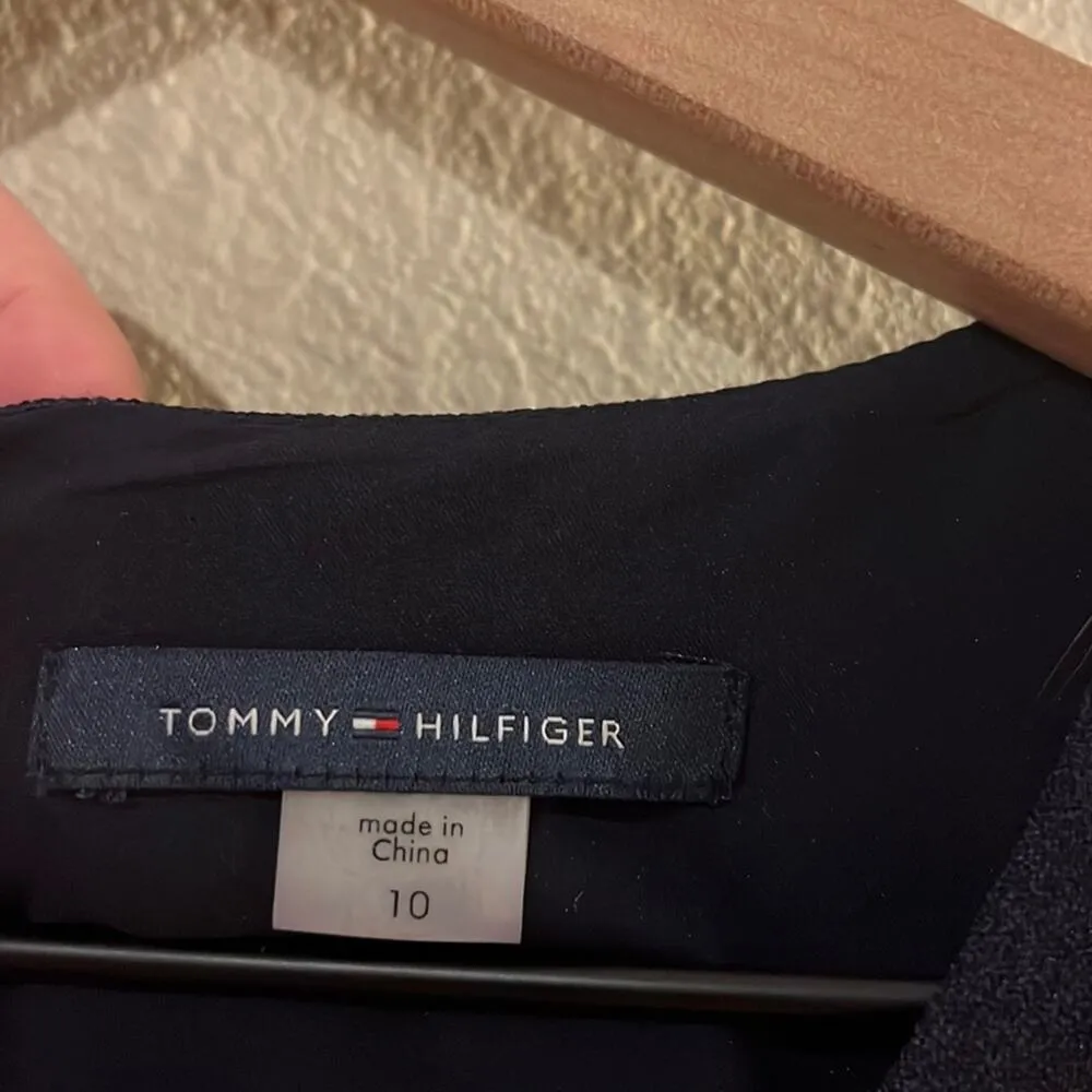 Tommy Hilfiger Navy Shift Dress 10 Office Dress Modest Minimalist Capsule Summer - Image 5