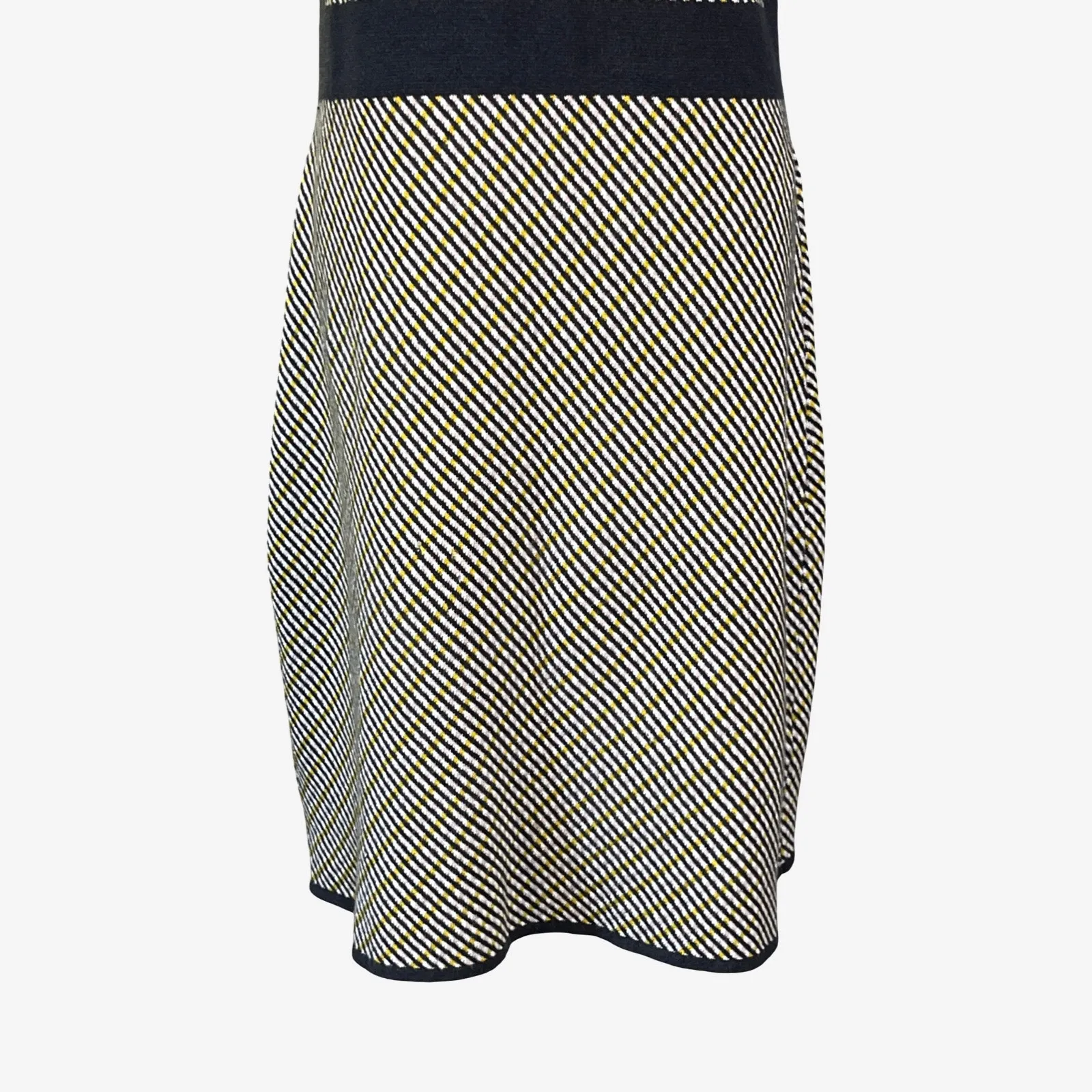 Boden Cotton Blend Sweater Knit Dress Yellow Black Check Short Sleeve Size 8R Gray - Image 10