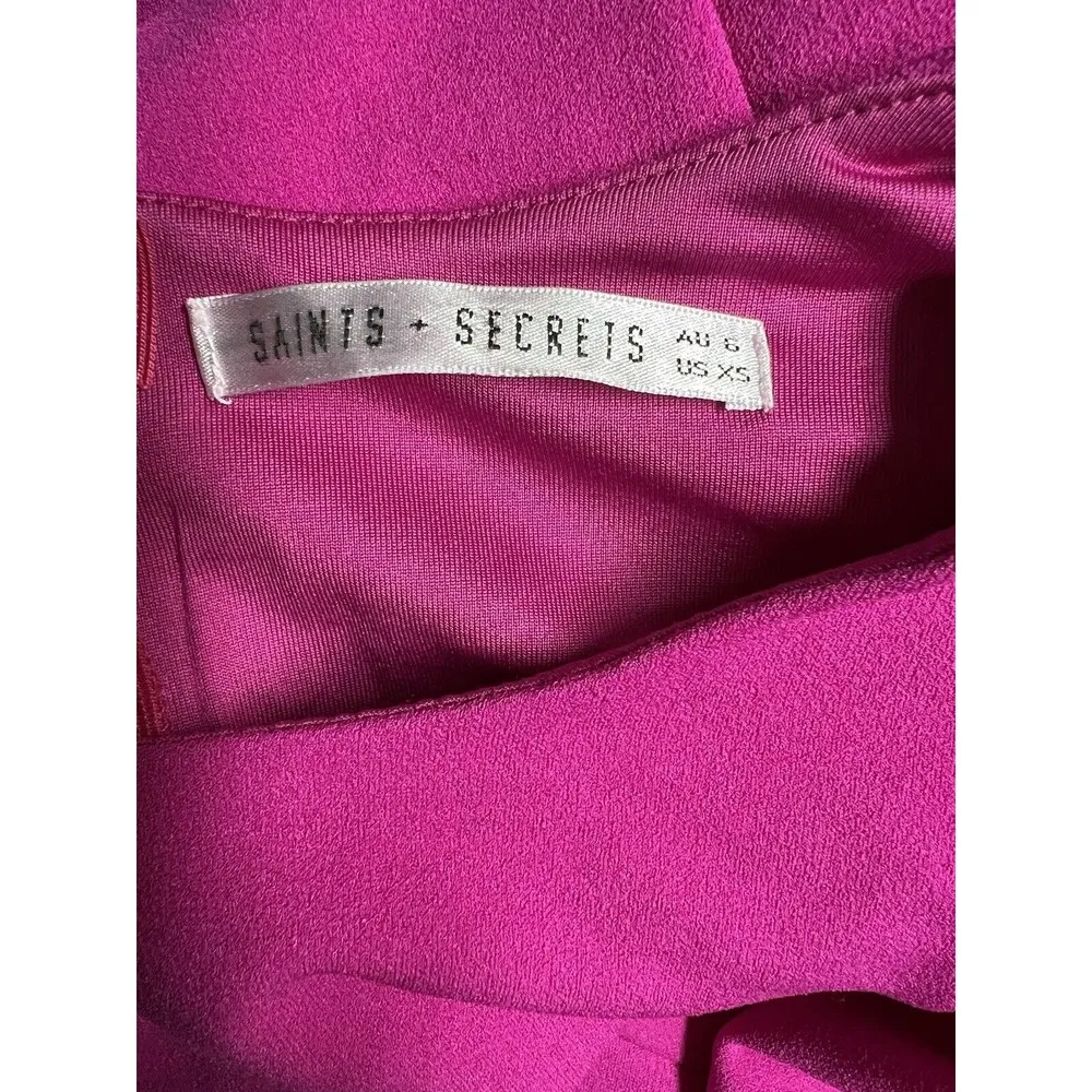 Saints + Secrets Ruffle Hem Mini Dress Fuchsia Pink Women’s Size XS - Image 6