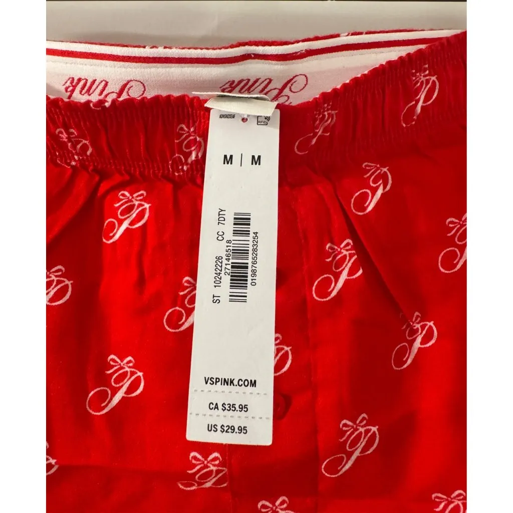 Victorias Secret Pink Red Logo Cotton Womens Boxers M Size M - Image 3
