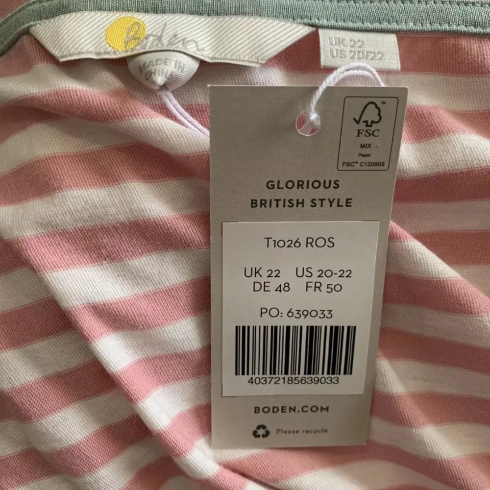 Boden plus size top US size 20 22 New NWT stripes pink white RARE HTF GORGEOUS - Image 8