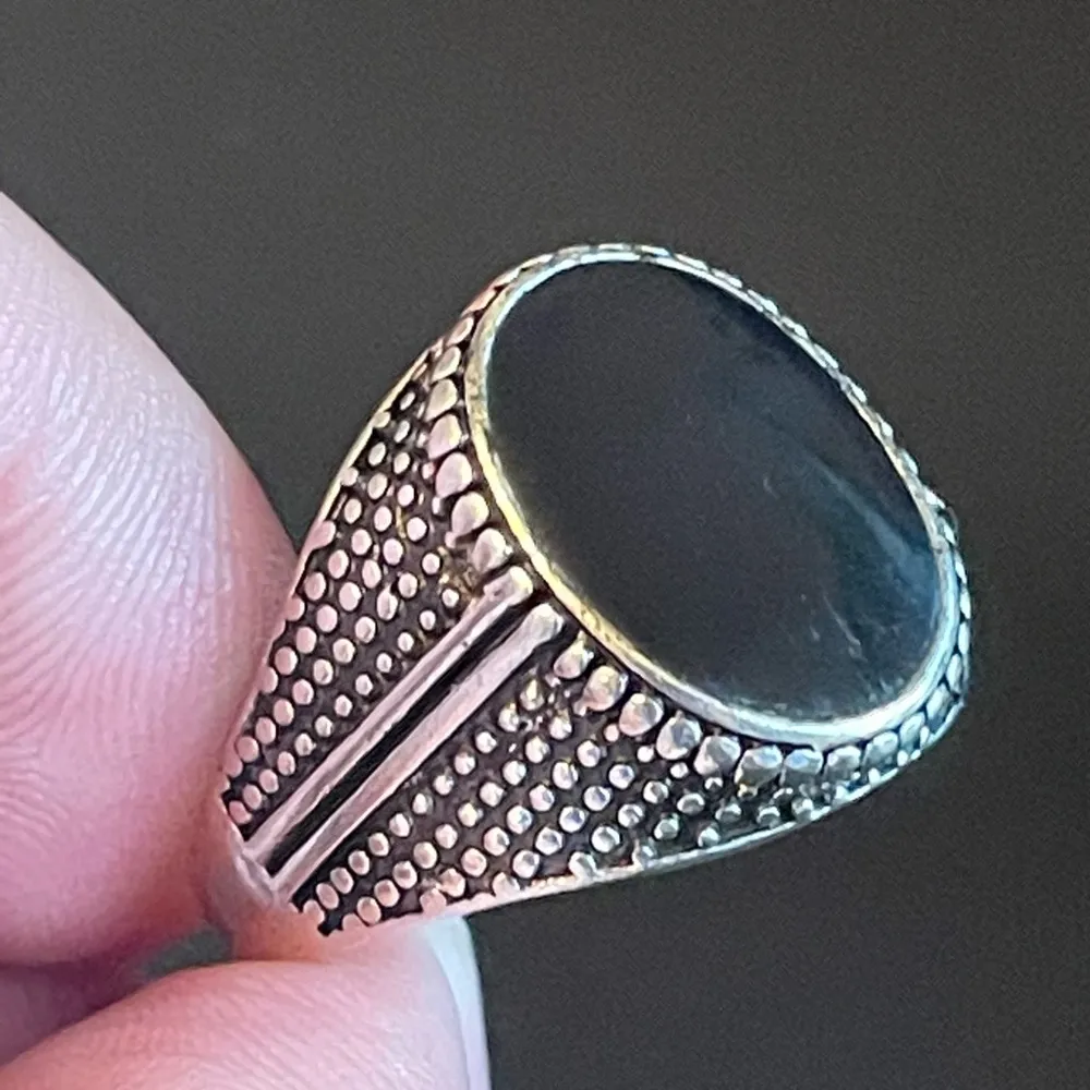 Oval obsidian gemstone S925 silver ring size 10.5 Black - Image 6