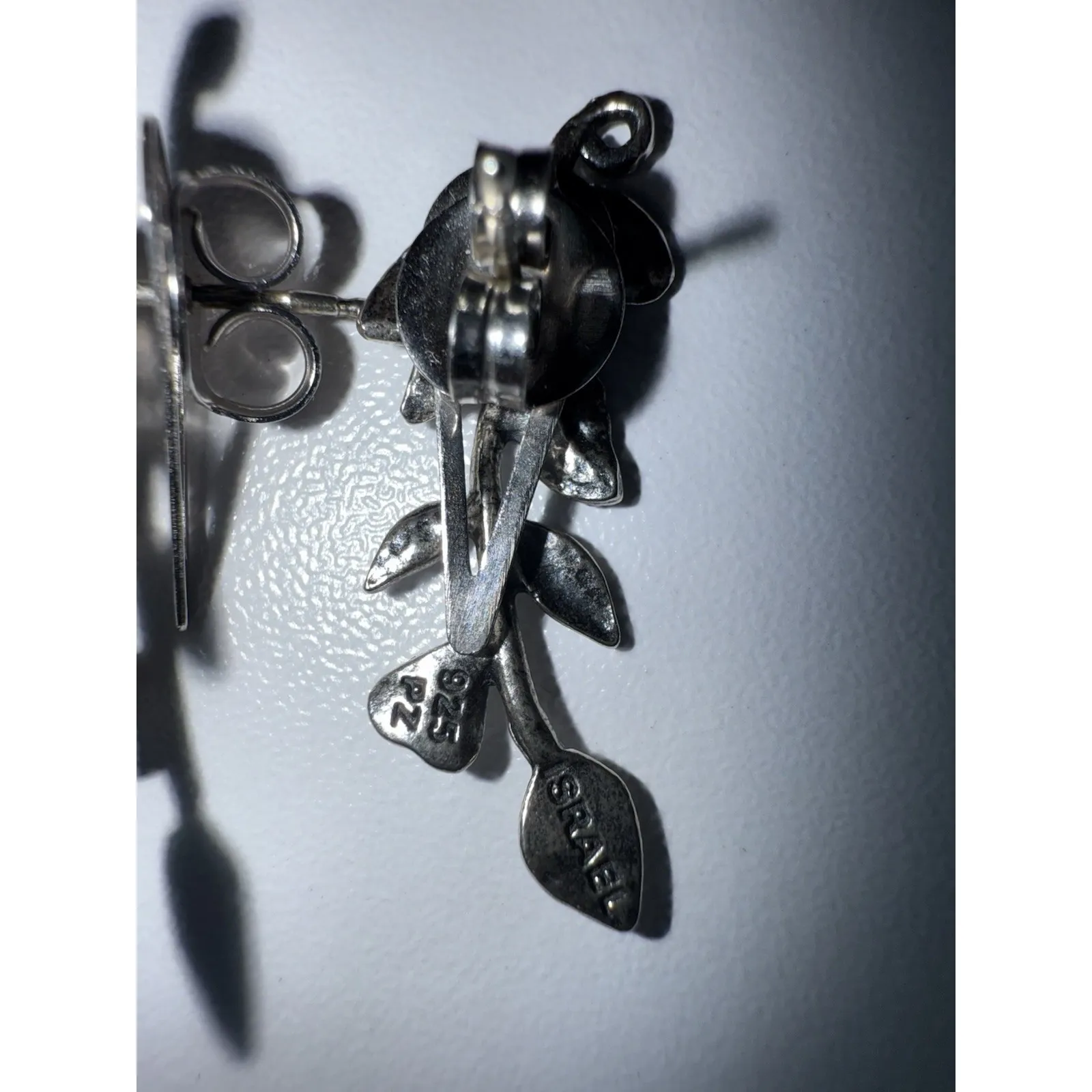 NWOT OR PAZ PZ ISRAEL Sterling Silver .925 Vine Pierced Stud Drop Climb Earrings - Image 4