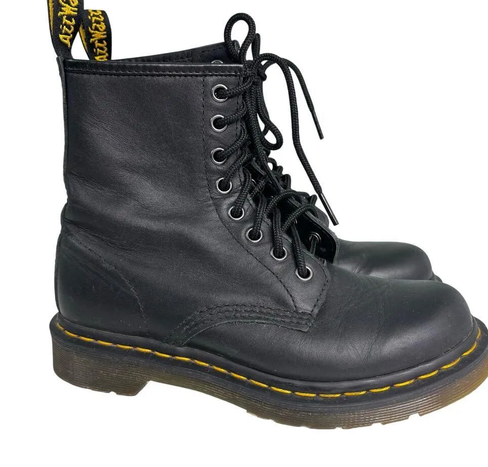 Dr Martens 11821 Black Leather 8 Eye Mid Boots 6 - Image 9