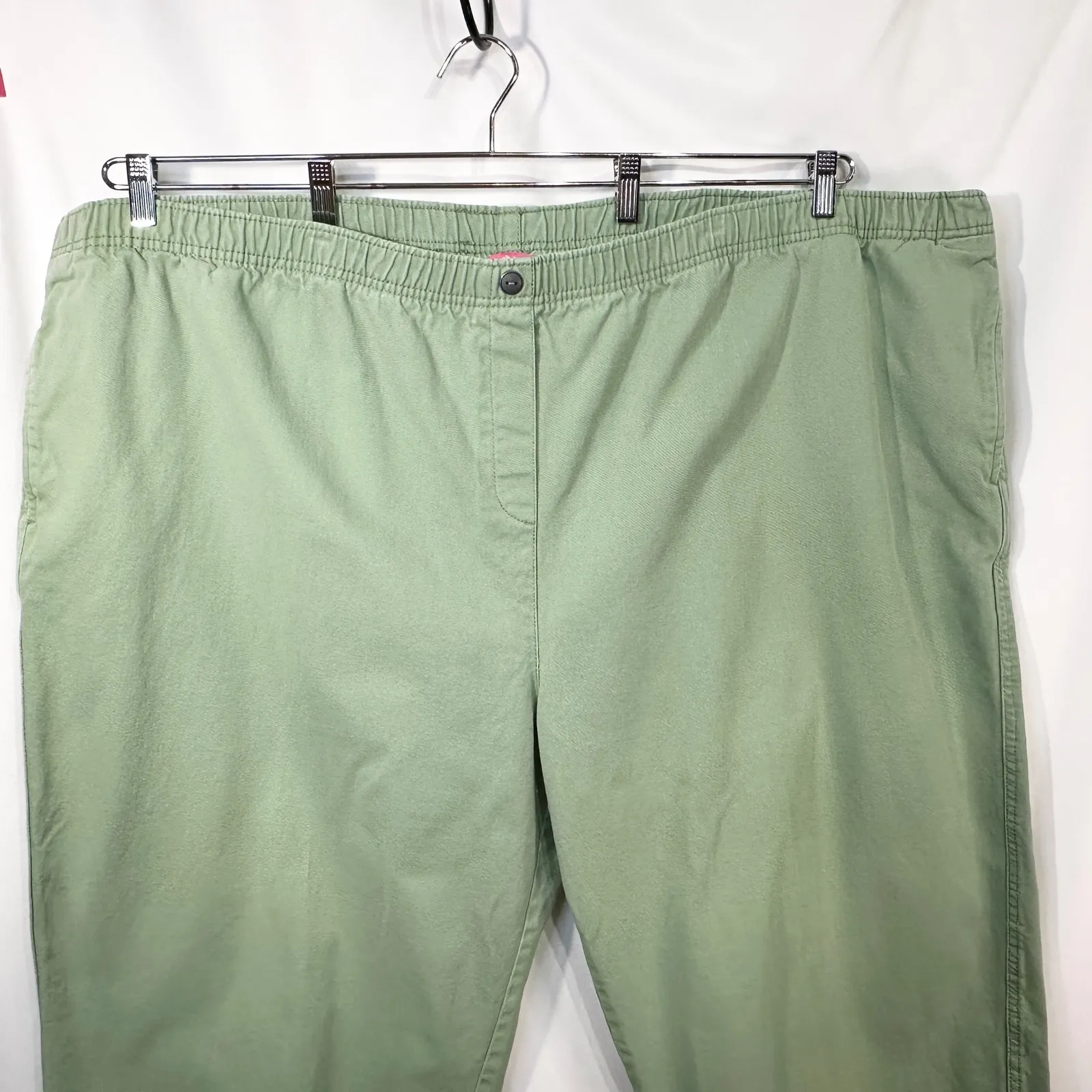 Woman Within Plus Size 36T Cropped Pants Capri Sage Green Cotton Elastic 1577 - Image 3