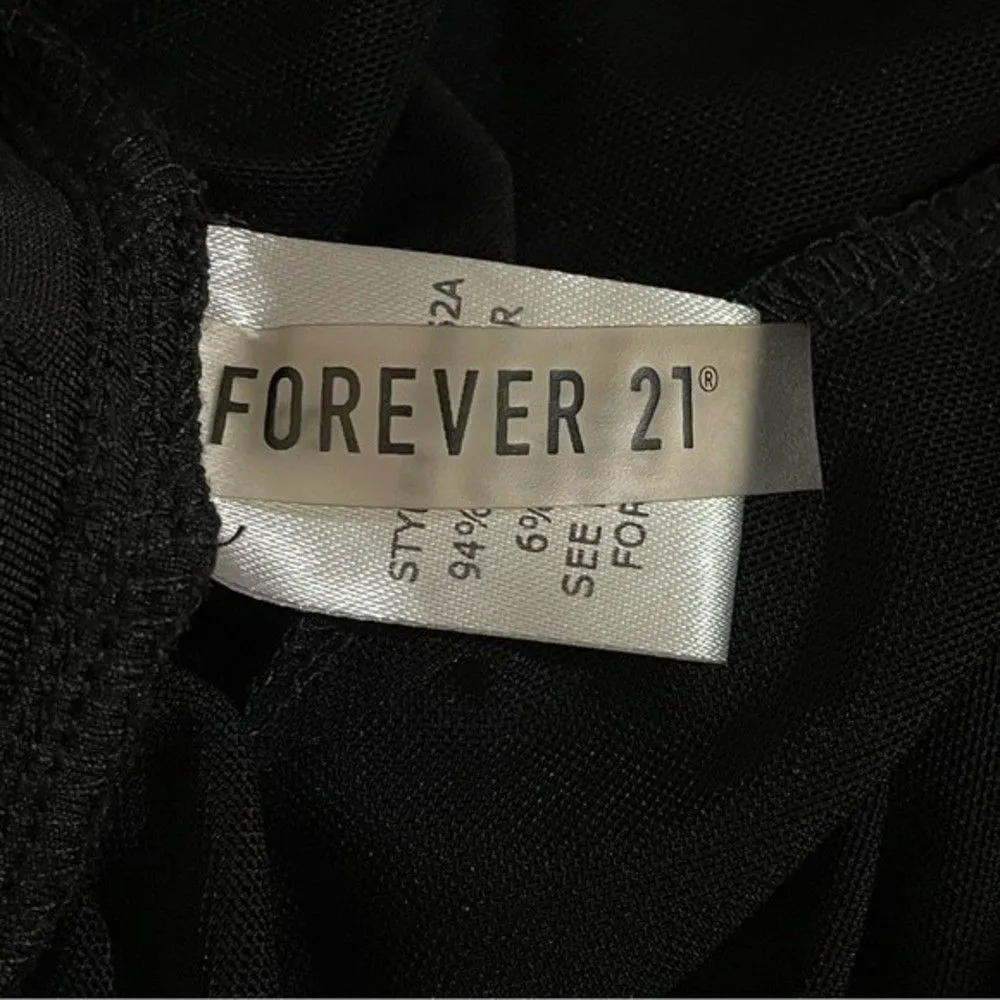 Forever 21 Women's Black Sheer Boho Pants with Shorts  Elastic Waist Sz Small - Image 2