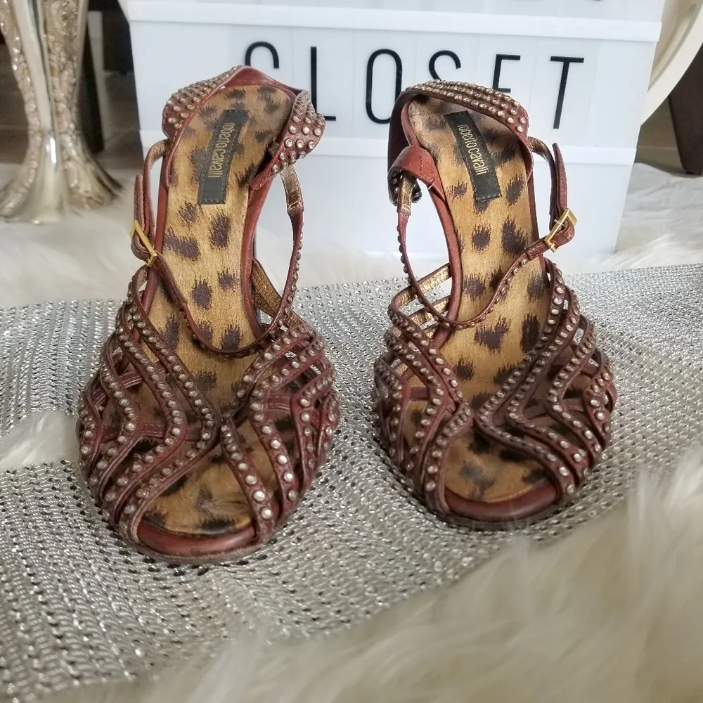 strappy open toe studded stilleto heels sandals sz IT 39.5=US9.5 - Image 8