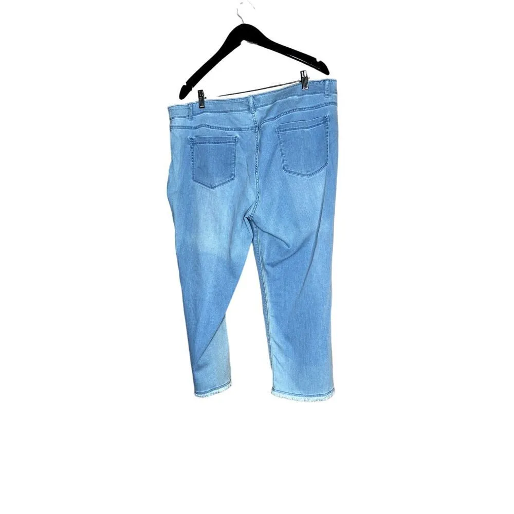 J. Jill women's size 18 jeans cropped raw hem faded 5 pocket asymmetric fading - Image 2